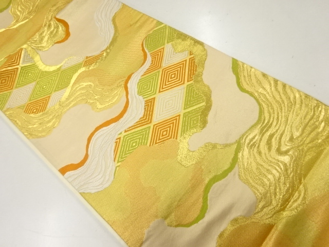 アンティーク　流水に菱模様織出し袋帯（材料）